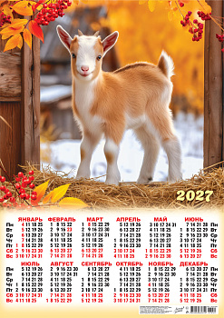 Календарь листовой А2, 2027 год, Символ года. Уютный год (фото), ПО-27-042
