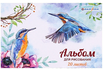 Альбом  для рисования 20л на склейке для девочек  "Darvish" плотность 100гр/м2 РБ, DV-2751