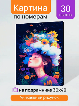 Холст с красками 30x40 см по номерам (в коробке) (30 цв.) Мечтательная девушка, ХК-3259