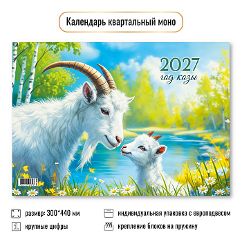 Календарь одноблочный 2027, Символ года 2, 300×440 мм., 10039