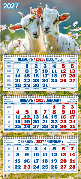 Календарь квартальный трехблочный 2027, Символ года 2, 310х680, в европакете, 4527015